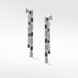 Blue Dahlia Tennis Drop Earrings