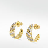 Palm Diamond Twist Wide Hoop Earrings