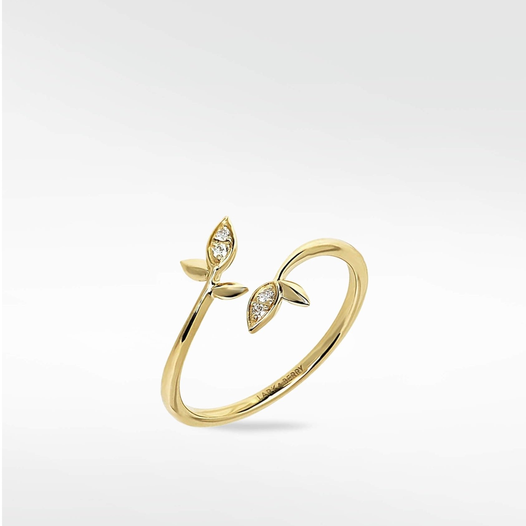 Alicia Diamond Open Leaf Ring in 14K Gold - Lark and Berry