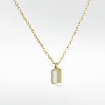 Eclipsis Diamond Edged Mini Pendant with Mother of Pearl and Onyx in 18k Yellow Gold - Lark and Berry