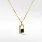 Eclipsis Diamond Edged Pendant with Mother of Pearl and Onyx in 18k Yellow Gold - Lark and Berry