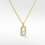 Eclipsis Diamond Edged Pendant with Mother of Pearl and Onyx in 18k Yellow Gold - Lark and Berry