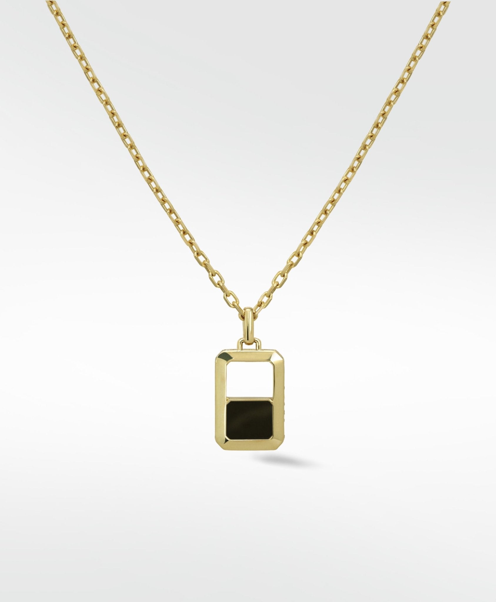 Eclipsis Diamond Edged Pendant with Mother of Pearl and Onyx in 18k Yellow Gold - Lark and Berry