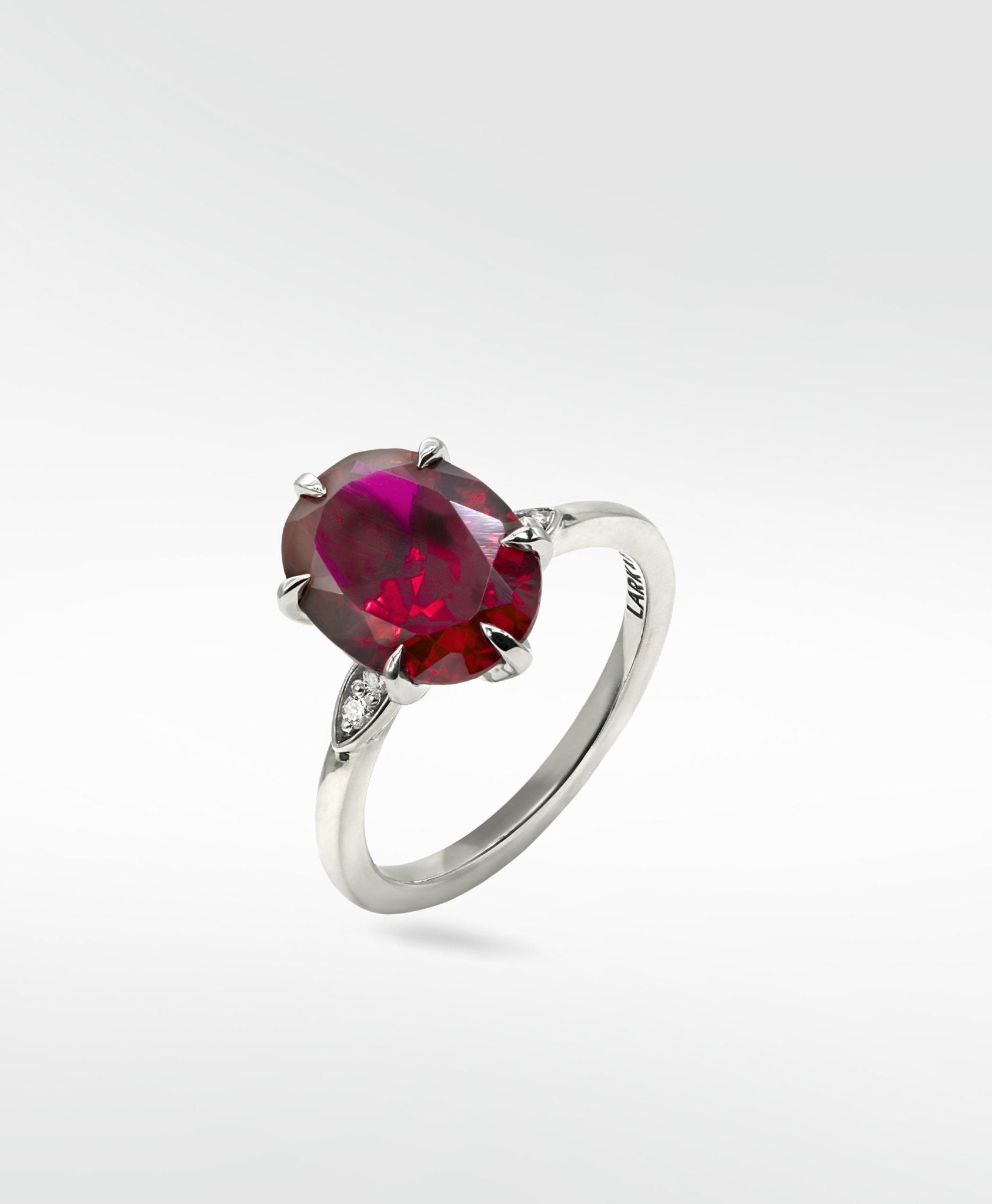 Flora Oval Ruby Cocktail Ring in 18k White Gold - Lark and Berry