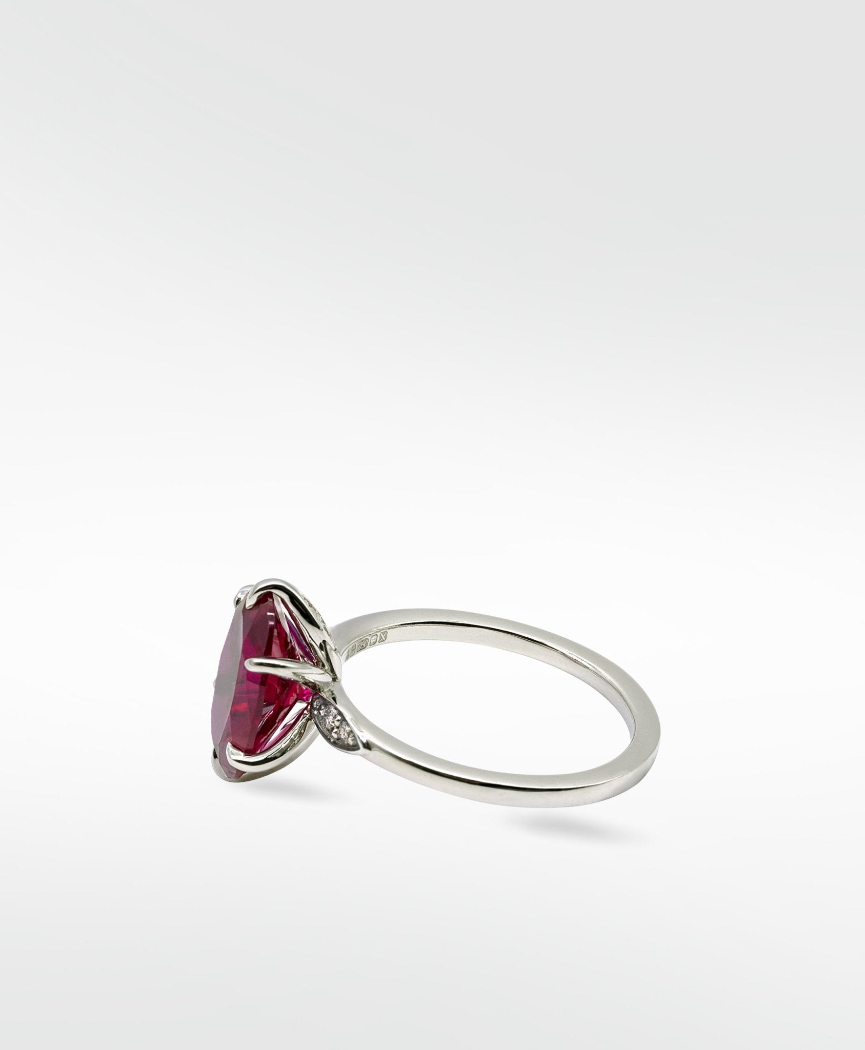 Flora Oval Ruby Cocktail Ring in 18k White Gold - Lark and Berry