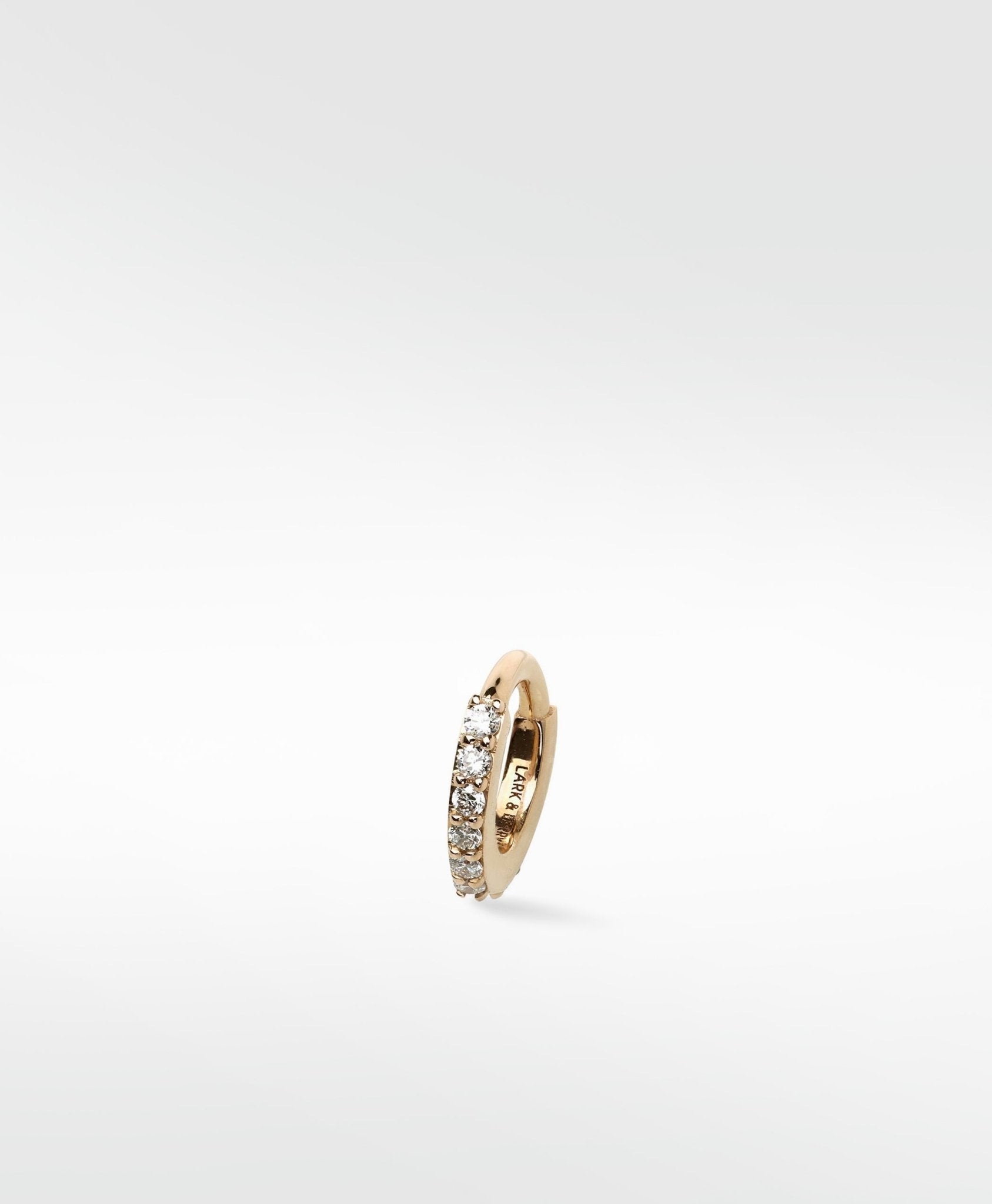 Modernist Diamond Pavé Mini Hoop Earring in 14K Yellow Gold - Various Hoop Sizes - Lark and Berry