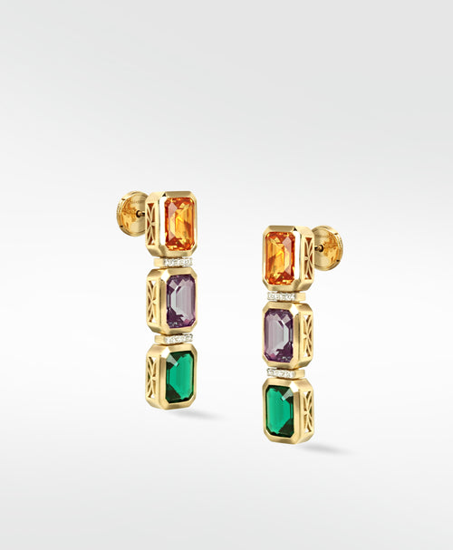 Trio Drop Precious Earrings