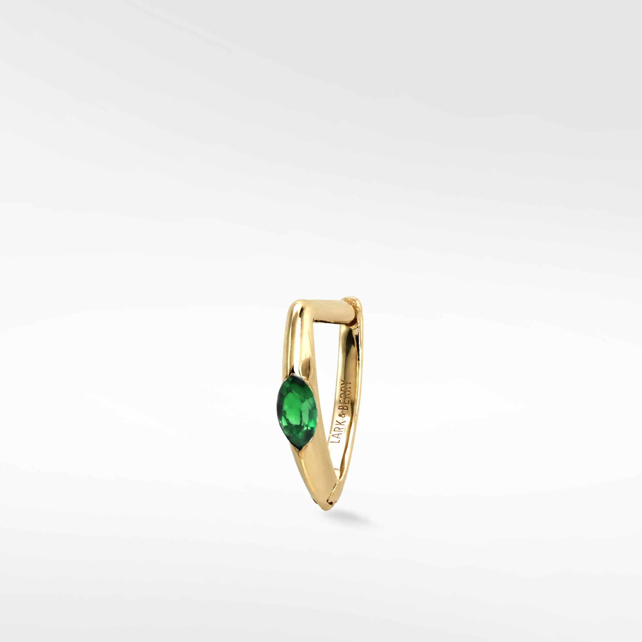 Marquise Set Knife Edged Hoop - Emerald