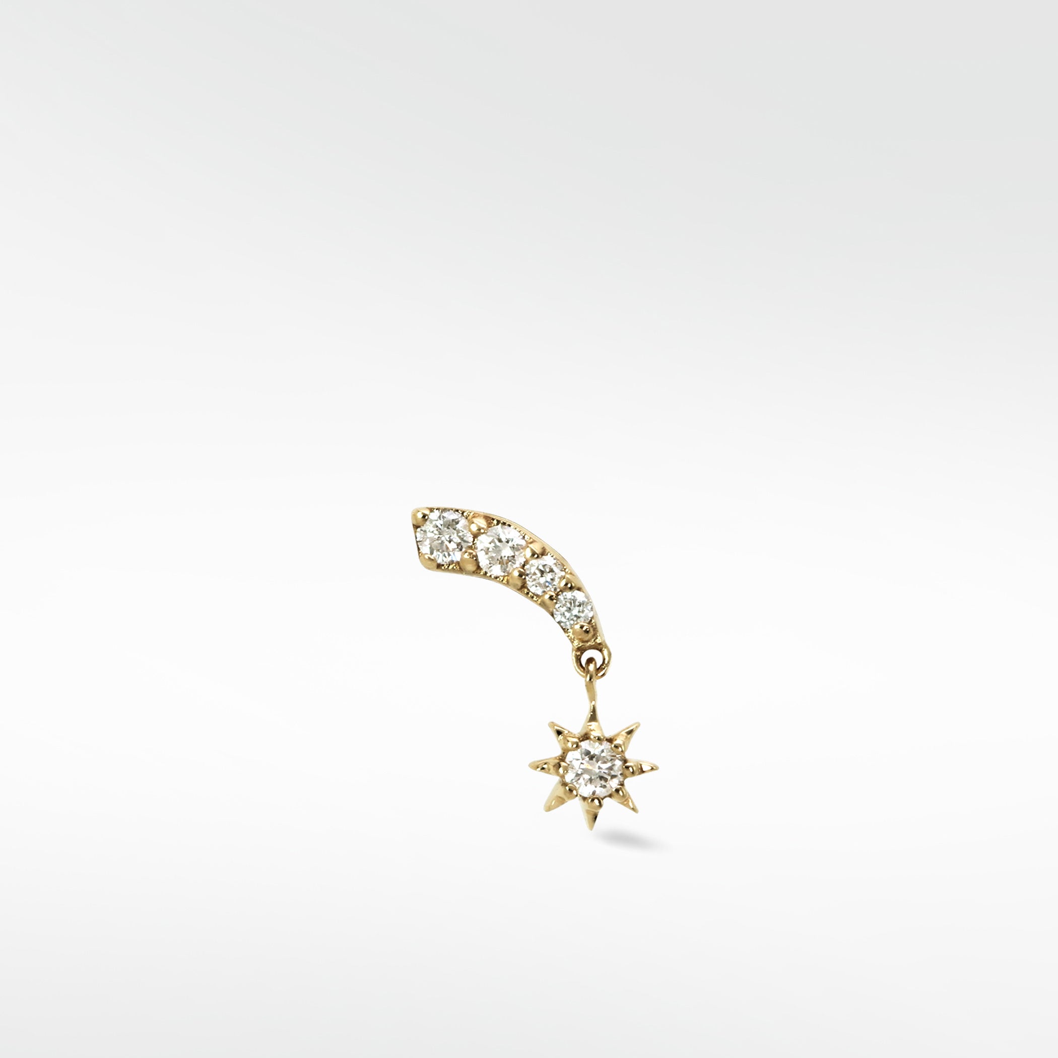 Starburst Drop Diamond Crawler Stud Earring