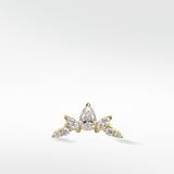 Lark & Berry's Crown Crawler earring in yellow gold with pear, marquise, and round cut diamonds, shown on a white background.