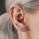 Starburst Drop Diamond Crawler Stud Earring