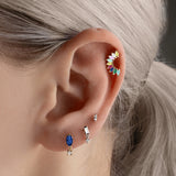 Quiet Luxury  Blue Marquise Stud and Diamond Drop