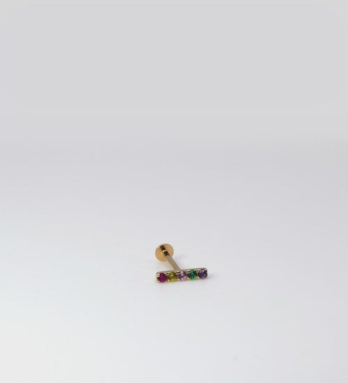 Modernist Pave Rainbow Stud Earring