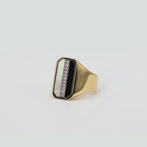 Eclipsis Diamond, Mother of Pearl and Onyx Statement Ring