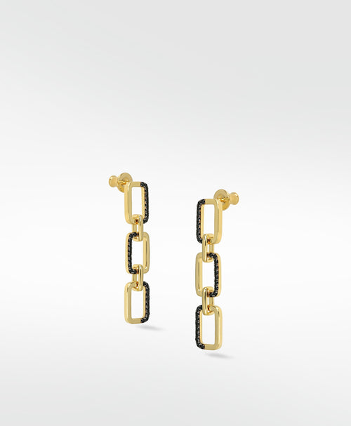 Horizon Trio Link Black Earrings
