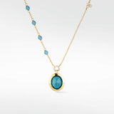 Gold pendant blue spinel pendant with cultured diamonds lab grown diamonds created diamonds lark and berry