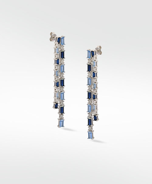 Blue Dahlia Tennis Drop Earrings