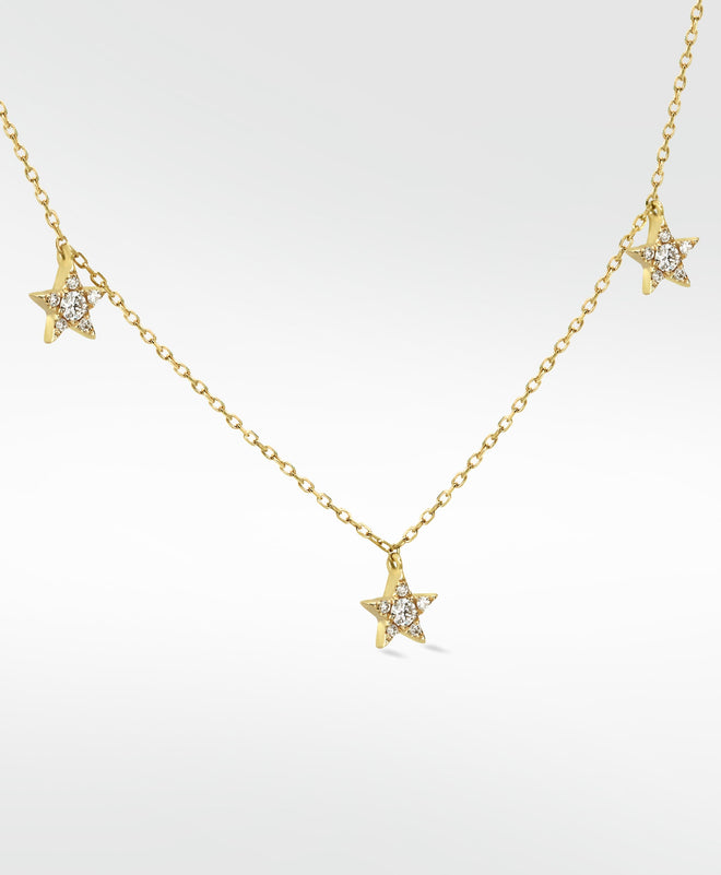 Tri-Star Gold Necklace