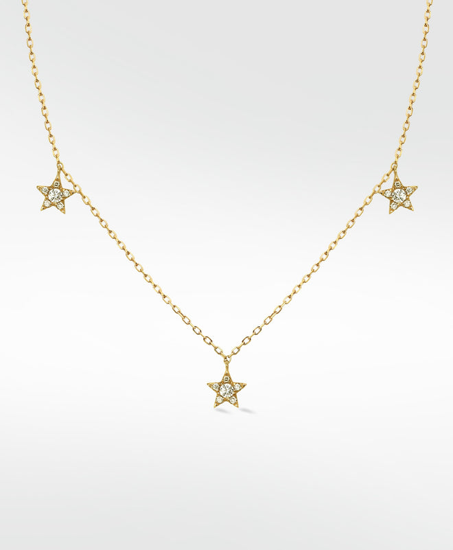 Tri-Star Gold Necklace