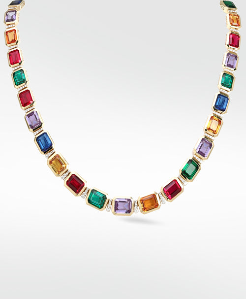 Sapphire, Emerald and Ruby Full Necklace