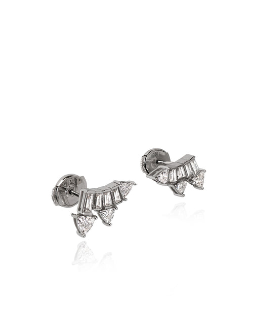 Supernova Crawler Earrings in 18K White Gold (One of a Kind)