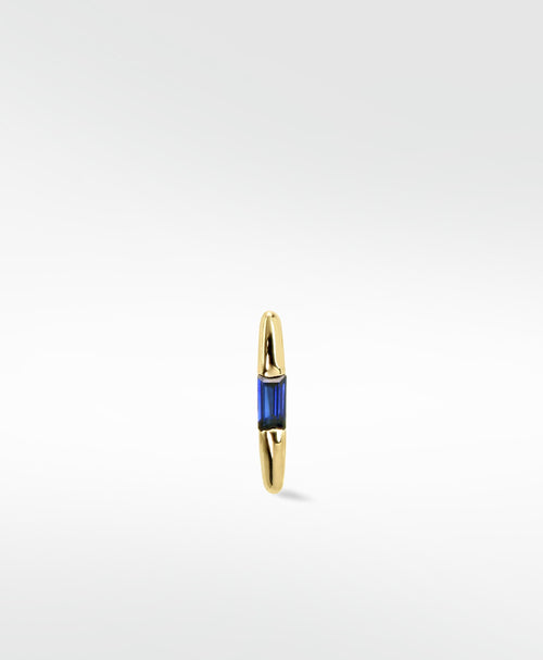 Squared Baguette Set Hoop - Blue Sapphire
