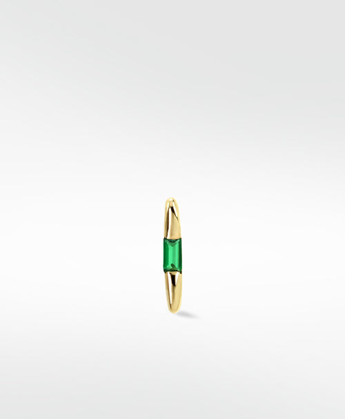 Squared Baguette Set Hoop - Emerald
