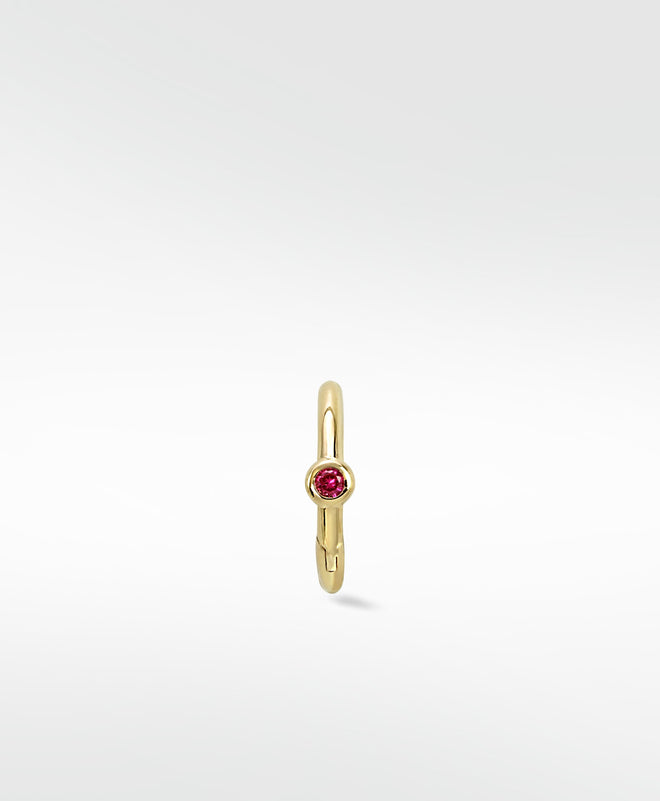 Simple Hoop With Solitaire Stone - Ruby