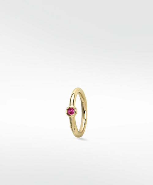 Simple Hoop With Solitaire Stone - Ruby