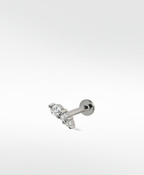 Trio Stone Diamond Crawler Stud Earring