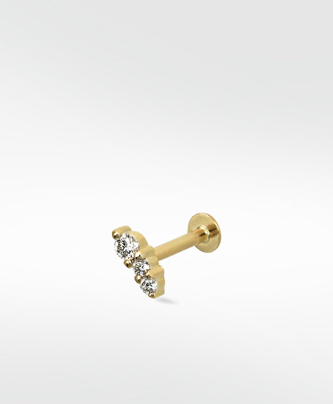 Trio Stone Diamond Crawler Stud Earring