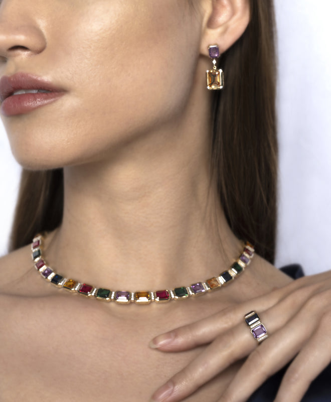 Sapphire, Emerald and Ruby Full Necklace