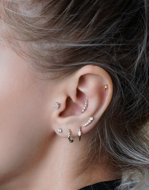 Twisted Gold Diamond Hoop