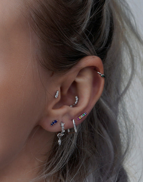 Trio Stone Crawler - Emerald Stud Earring
