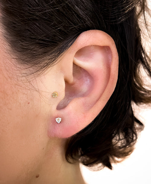 Trillion White Sapphire Stud Earring