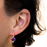 Detachable Purple Sapphire and Diamond Drop Earrings