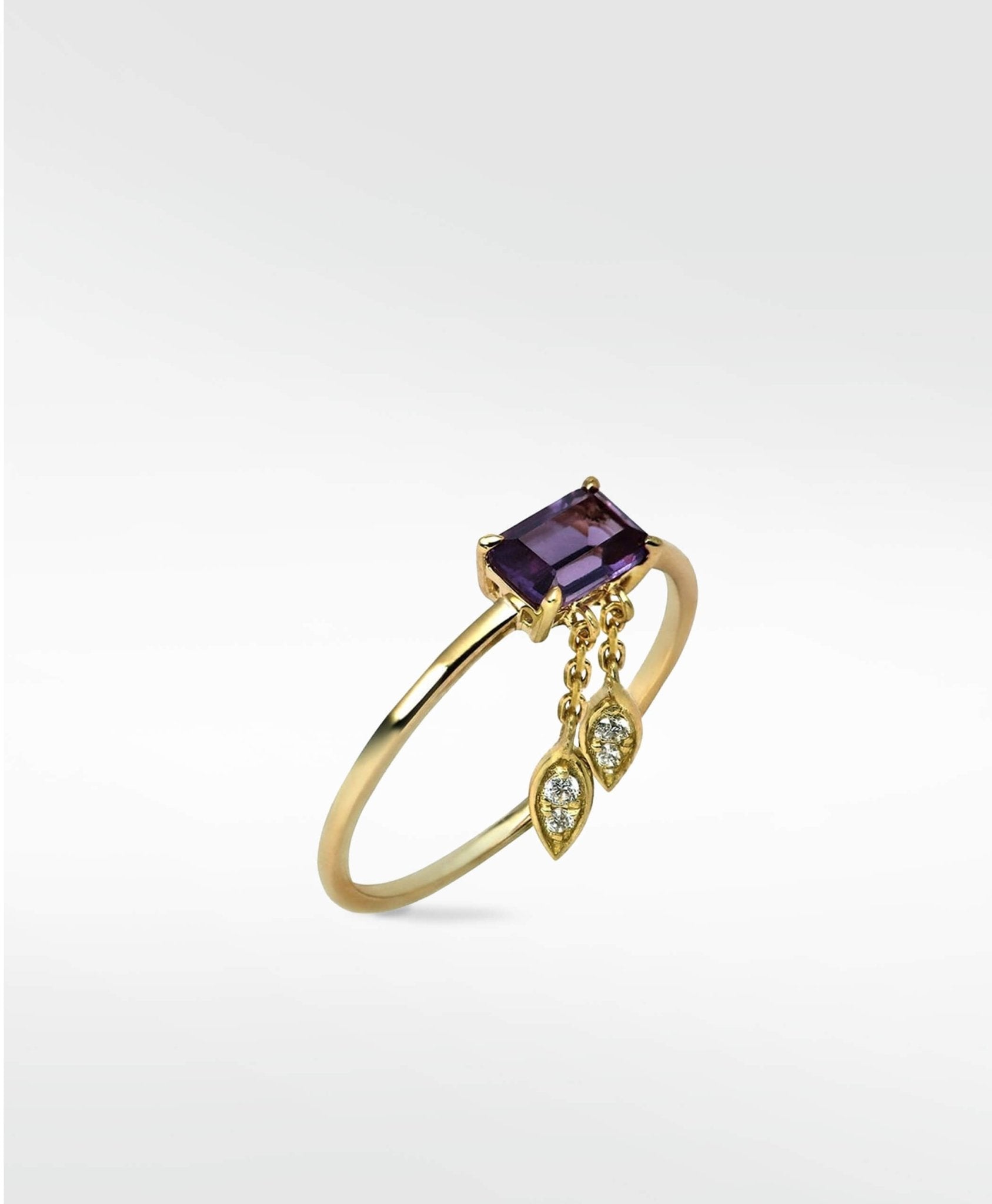 Alicia Violet Sapphire Delicate Charm Ring in 14K Gold - Lark and Berry