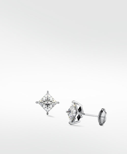Aspen Diamond Stud Earrings Princess Cut - Lark and Berry