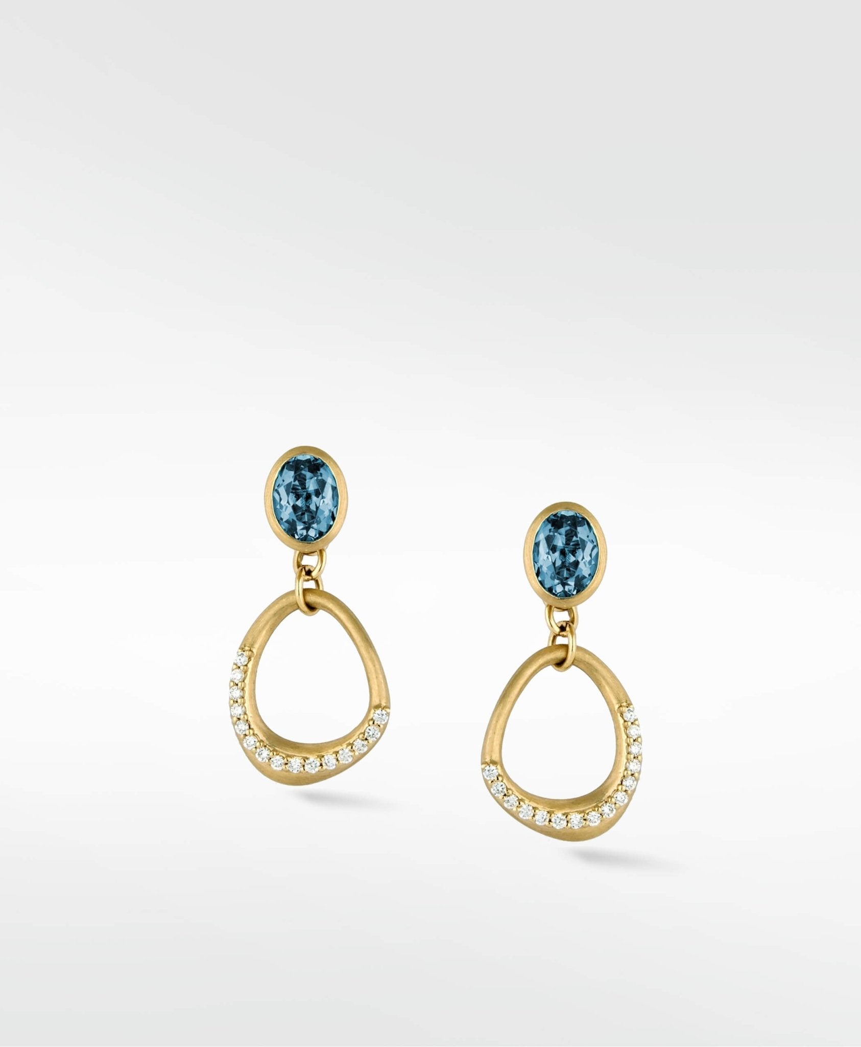 Dune Blue Drop Earrings in Solid 14K Yellow Gold - Lark and Berry