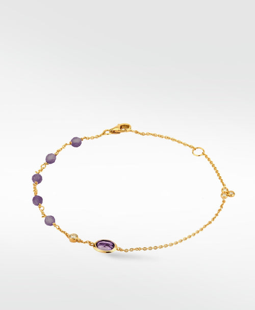 Dune Purple Ellipse Bracelet in Solid 14K Yellow Gold - Lark and Berry
