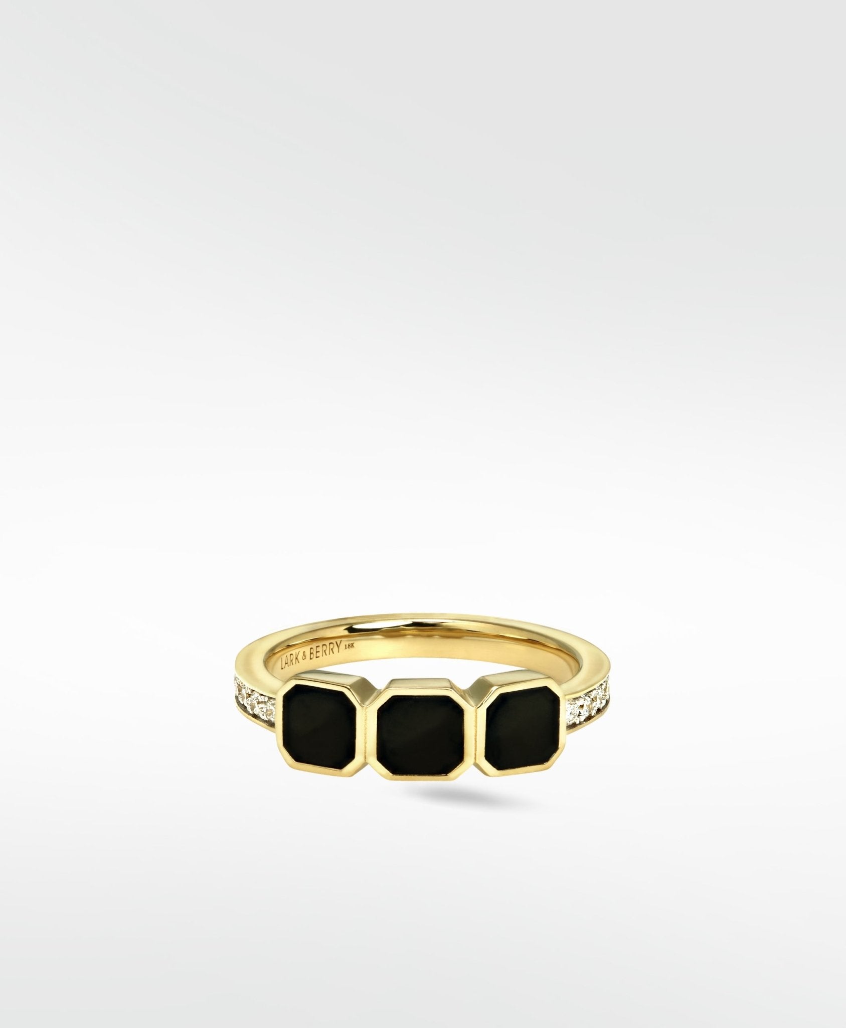 Eclipsis Onyx and Diamond Ring in 18k Yellow Gold - Lark and Berry