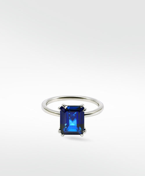 Flora Blue Sapphire Octad Cocktail Ring in 18k White Gold - Lark and Berry
