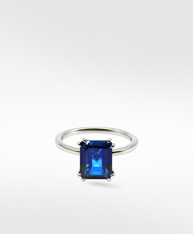Flora Blue Sapphire Octad Cocktail Ring in 18k White Gold - Lark and Berry
