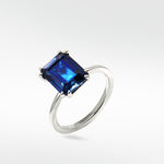 Flora Blue Sapphire Octad Cocktail Ring in 18k White Gold - Lark and Berry