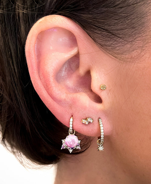 Modernist Diamond Pavé Hoop Earring with Charm