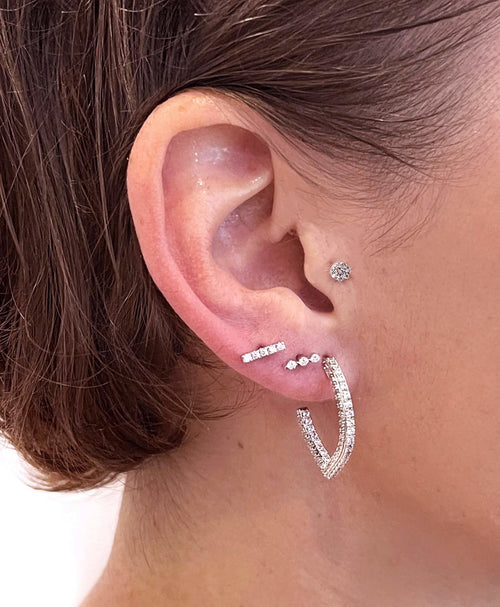Modernist Diamond Pavé Linear Stud Earring