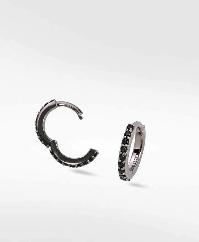 Modernist Pavé Black Spinel Medium Hoop