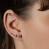 Modernist Pave Rainbow Stud Earring