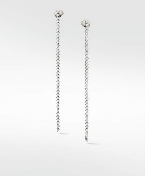 Modernist Tennis Long Drop Earrings in White 14K Gold - Lark and Berry
