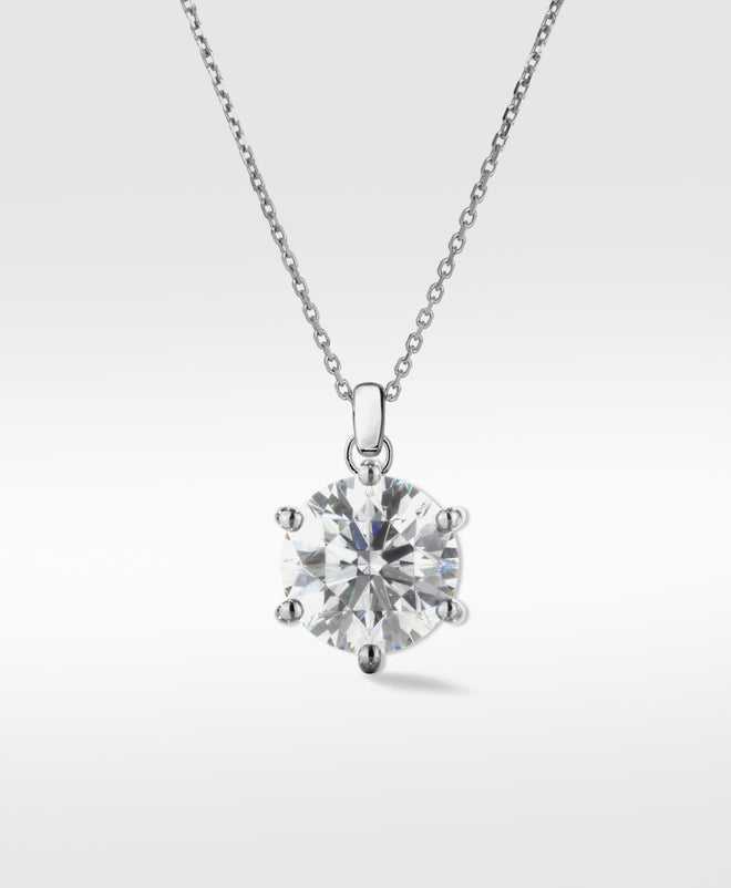 Round Diamond Pendant with Bail Set on 6 Prongs - Lark and Berry